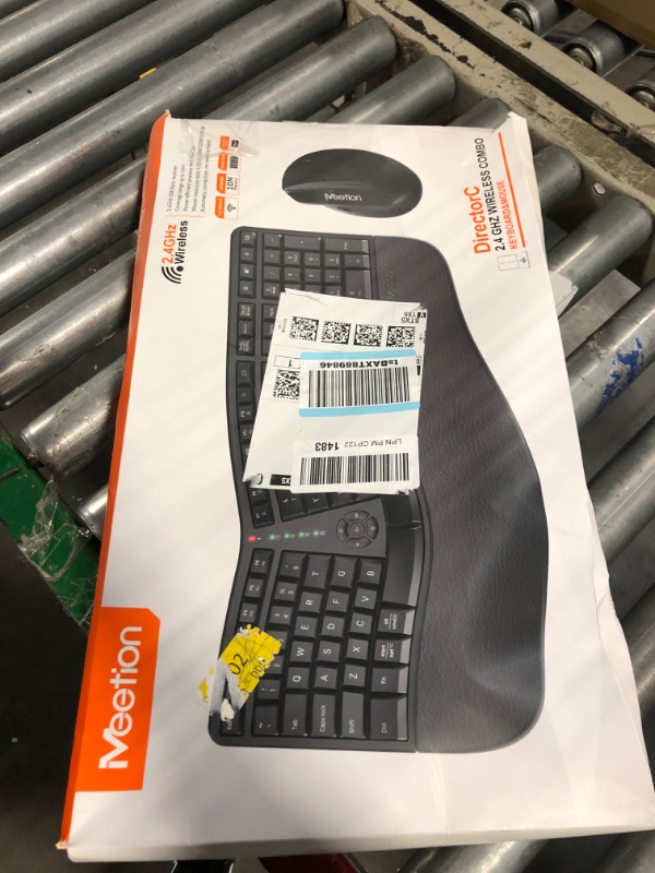 Photo 1 of MEETION Ergonomic Wireless Keyboard and Mouse, Ergo Keyboard with Vertical Mouse, Split Keyboard with Cushioned Wrist, Palm Rest, Natural Typing, Rechargeable, Full Size, Windows/Mac/Computer/Laptop