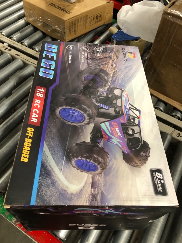 Photo 2 of DEERC DE60 Large 1:8 Scale Upgraded RC Cars Remote Control Car for Adults Boys,Off Road Monster Truck with Realistic Sound,2.4Ghz 4WD Rock Crawler Toy All Terrain Climbing,2 Batteries for 80 Min Play Classic Blue