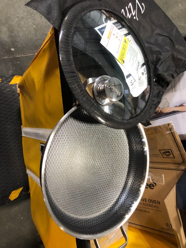 Photo 6 of ***DAMAGED/TOP BROKEN OFF***Vinchef Non Stick Frying Pans with Cooking Lid, 13” Stainless Steel Pan Skillet, PFOA Free, Dishwasher and Oven Safe Cookware, Paella Pan for Induction Cooktop, Gas, Ceramic, Electric Stove Paella Pan 13INCH