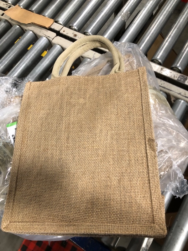 Photo 2 of 36 Pcs Burlap Gift Bags Burlap Tote Bag with Handles Small Reusable Burlap Bags Jute Bridesmaid Bags Welcome Lined Blank Totes for Wedding, Shopping, Grocery, DIY, Beach, Party, 11 x 9.5 x 3.9 Inch