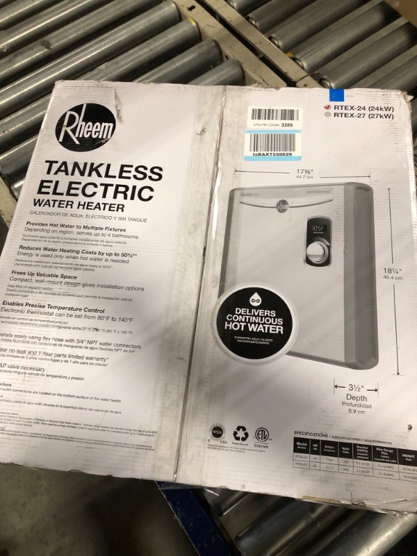Photo 3 of Rheem RTEX-24 24kW 240V Electric Tankless Water Heater, Gray