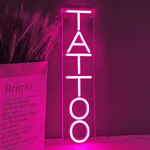 Photo 1 of Britrio TATTOO Neon Sign Light for Tattoo Salon Studio Shop LED Pink Fun Wall Art Decor for Business Stores Logo Window Display Man Cave Garage Bedroom Christmas Birthday Gift 5V USB 15.8 IN