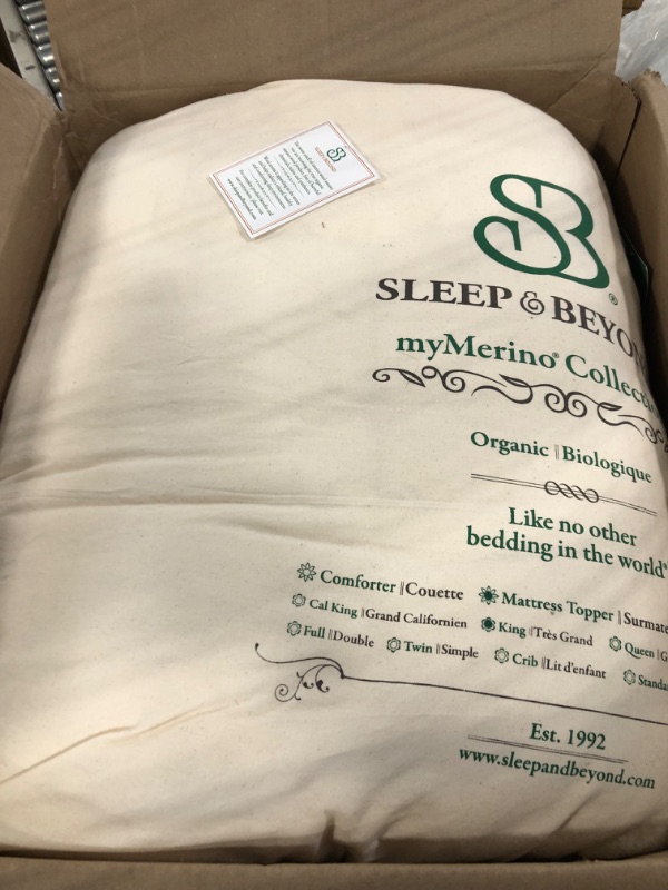 Photo 2 of Sleep & Beyond myMerino 100% Organic Duvet Wool Topper with Cotton Cover for All Seasons - 1.5 Inch Thick Comfortable and Lightweight Topper - Moisture Wicking - Ivory - King 76x80 King Ivory