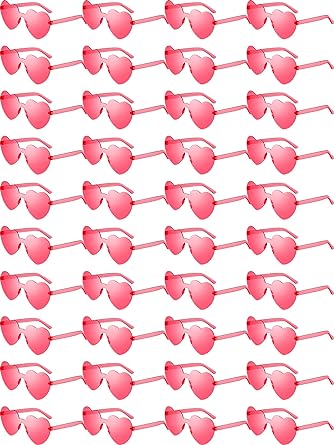 Photo 1 of Weewooday 40 Pairs Heart Glasses Rimless Heart Shaped Glasses Frameless Sunglasses Transparent Sunglasses Tinted Eyewear