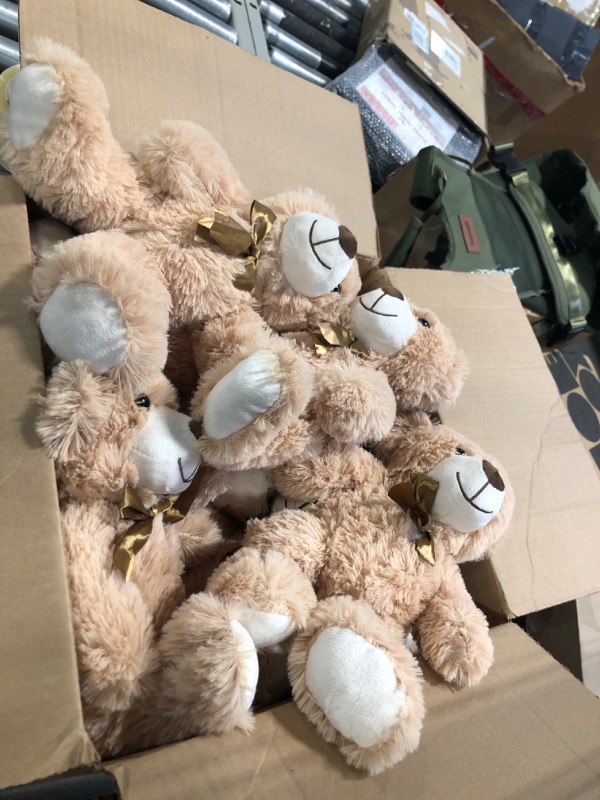 Photo 2 of *Similar Item*  DOLDOA Cuddly Soft Stuffed Animal Bulk Pack, Small Teddy Bear Plush for Girls, Boys, Kids on Baby Shower, Christmas, Valentines (Light Brown) - 9 Pack
