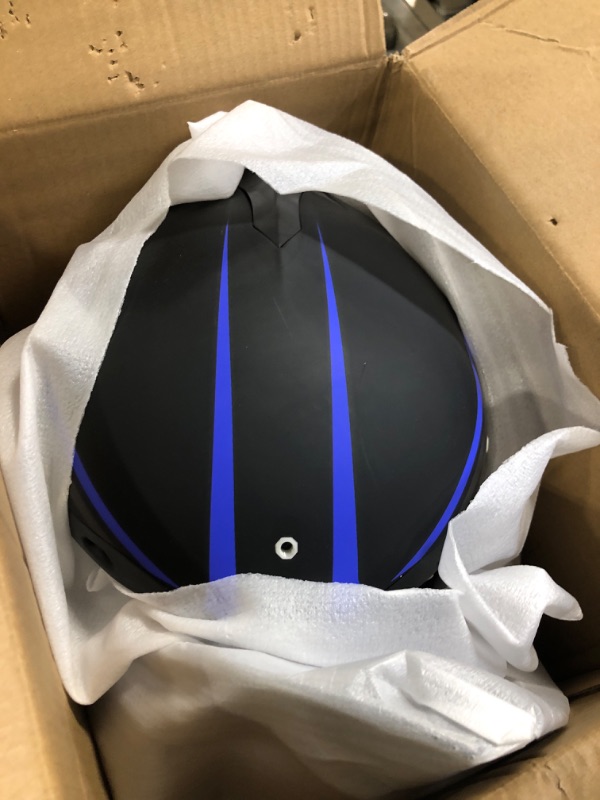Photo 3 of Anti-Collision Dirt Bike Helmet Trend Skull ATV DOT Approved BMX Helmet SUV Mask Goggles Gloves,Dirt Bike Downhill Off-Road Mountain Bike Helmet 4-Piece Set Blue Large
