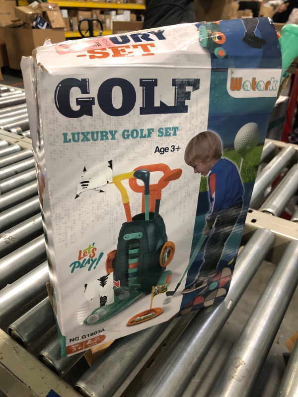 Photo 2 of auvnei Toddler Golf Clubs - Upgraded Kids Golf Clubs with 5 Balls, 3 Golf Sticks, 2 Practice Holes and a Putting Mat - Indoor and Outdoor Golf Toys for Boys and Girl Aged 3-12 Years Old(Green)