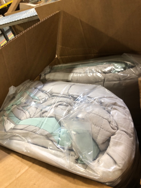 Photo 1 of 510 DESIGN Cozy Comforter Set - Geometric Honeycomb Design, All Season Down Alternative Casual Bedding with Matching Shams, Decorative Pillows, Full/Queen (90"x90"), Seafoam/Grey 8 Piece Queen Tinsley Seafoam/Grey