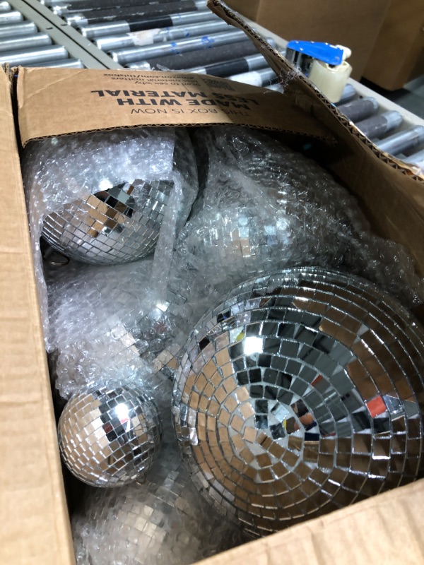 Photo 3 of 17 Pack Large Disco Ball Hanging Disco Ball Small Disco Ball Mirror Disco Balls Decorations for Party Wedding Dance and Music Festivals Decor Club Stage Props DJ Decoration (8, 6, 3.2 Inch)