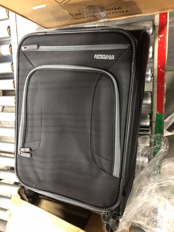 Photo 1 of American Tourister 4 Kix Expandable Softside Luggage with Spinner Wheels, Black/Grey, Carry-On 21-Inch Carry-On 21-Inch Black/Grey