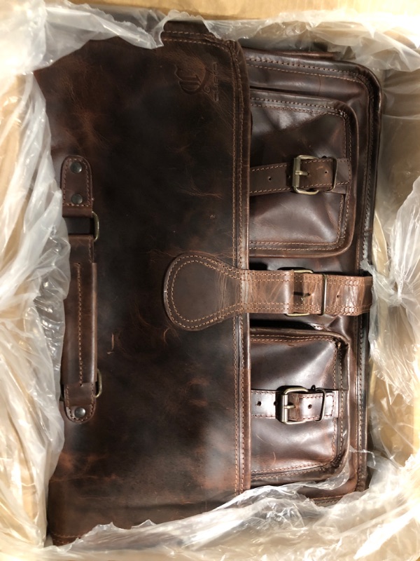 Photo 3 of Leather Laptop Messenger Bag Vintage Briefcase Satchel for Men and Women (VINTAGE BROWN) 18 inch