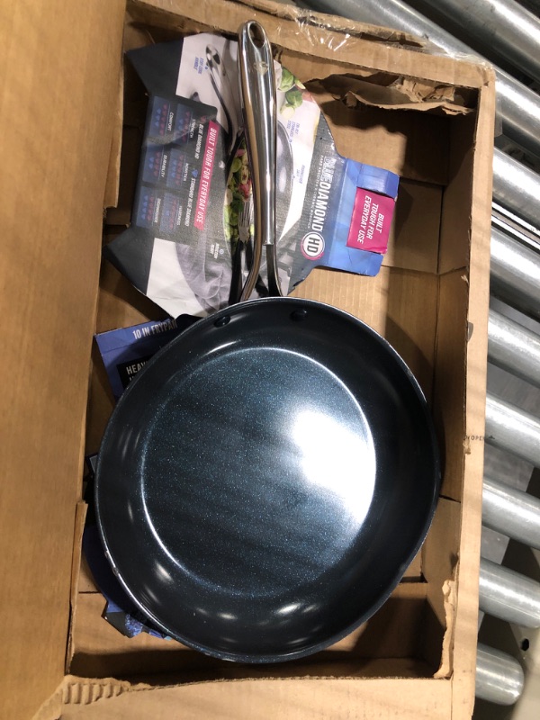 Photo 3 of *********** DENTED******** Blue Diamond Cookware Hard Anodized Ceramic Nonstick, 10" Frying Pan Skillet, PFAS-Free, Dishwasher Safe, Oven Safe, Grey