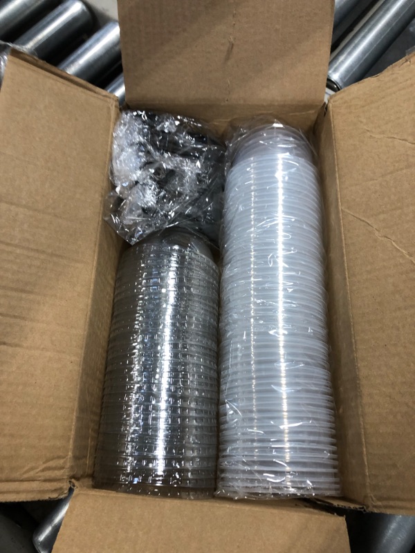 Photo 1 of 50 Pack Plastic Cups with Dome Lids and Spoons, 8 oz Clear Dessert Cups with No Hole Lids, Mini Disposable Parfait Cups for Fruit Ice Cream Pudding Yogurt Trifle