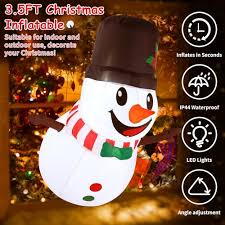 Photo 1 of 2023 3.5FT Snowman Christmas Inflatables Window Decorations Outdoor Indoor Home Xmas