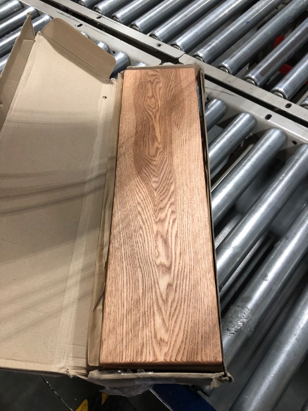 Photo 1 of Wood Floating Shelves Set of 2-Rustic Shelf 24" Wide Wooden Wall Shelves for Living Room Bedroom Kitchen Bathroom Farmhouse-TeakColor-24 x6.5 Live Edge Rounded Edge/Teak