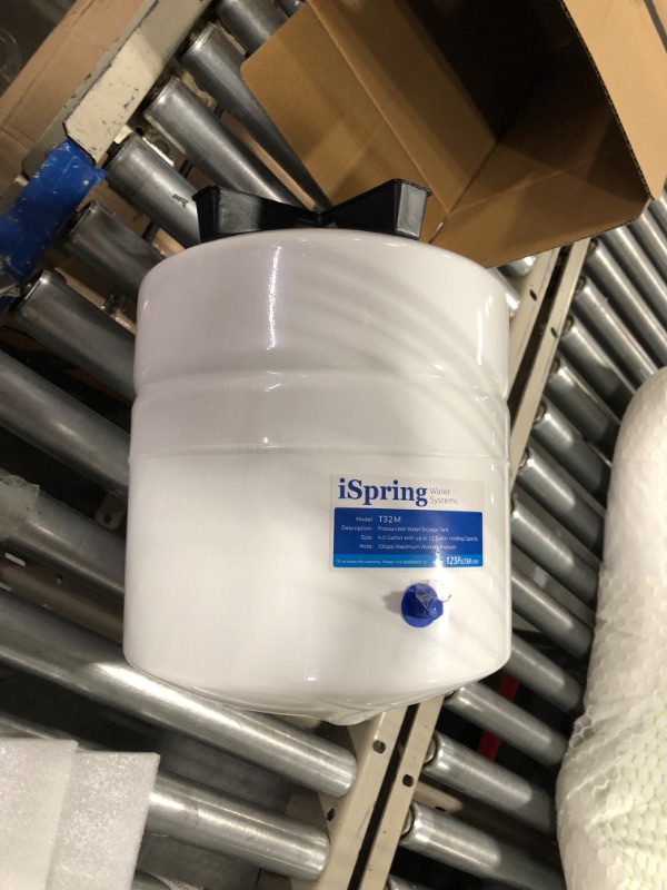 Photo 1 of iSpring T32M Pressurized Water Storage Tank with Ball Valve for Reverse Osmosis RO Systems, 4 Gallon, 1/4" Tank Valve Included 4 Gallons
