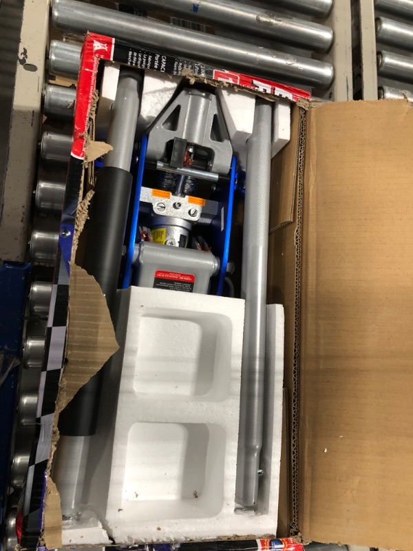Photo 1 of BIG RED T815016L Torin Hydraulic Low Profile Aluminum and Steel Racing Floor Jack with Dual Piston Quick Lift Pump, 1.5 Ton (3,000 lb) Capacity, Blue