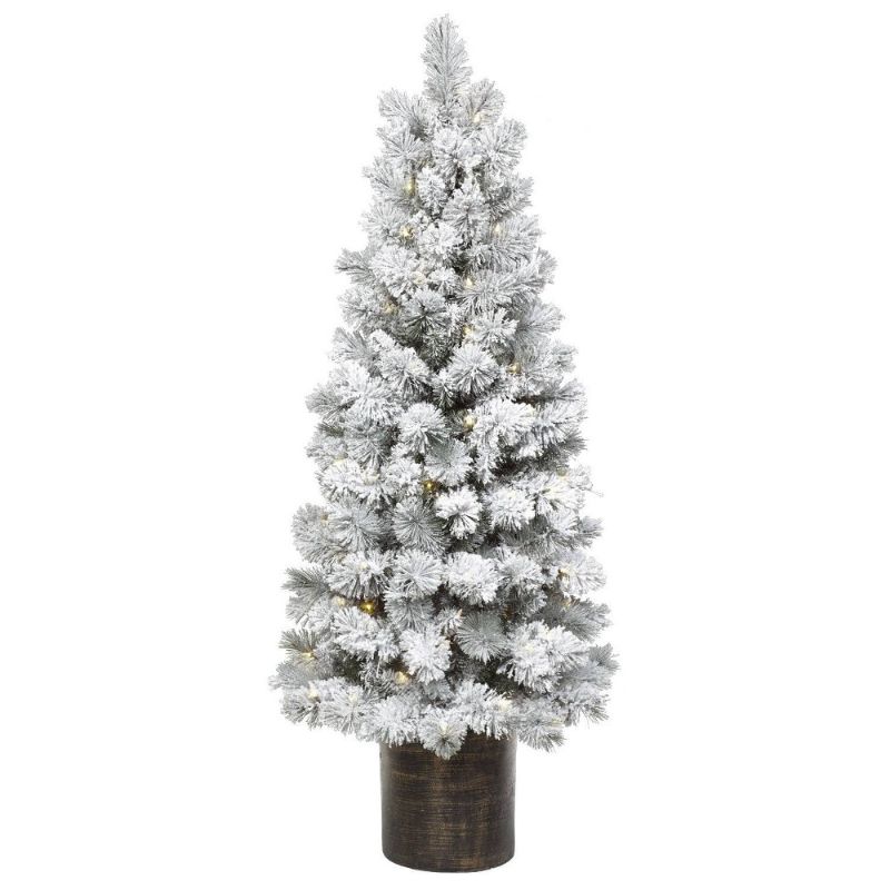 Photo 4 of 5ft Pre-lit Artificial Christmas Tree Potted Flocked Virginia Pine Clear Lights - Wondershop™