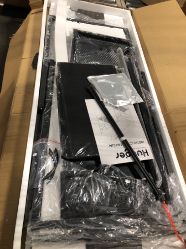 Photo 1 of Huuger 47 inch Computer Desk with 4 Drawers, Gaming Desk with LED Lights & Power Outlets, Home Office Desk with Large Storage Space for Bedroom, Work from Home, Gray Grey 47 inch