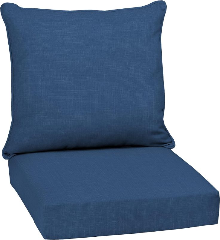 Photo 1 of Arden Selections Outdoor Deep Seat Cushion Set, 24 x 24, Water Repellant, Fade Resistant, Deep Seat Bottom and Back Cushion for Chair, Sofa, and Couch, Cobalt Blue Texture