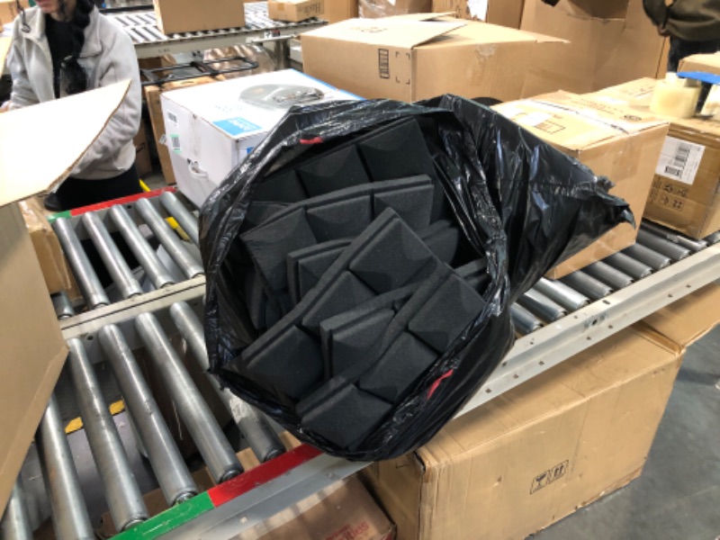 Photo 1 of 24 Pack-12 x 12 x 2 Inches Pyramid Designed Acoustic Foam Panels, Sound Proof Foam Panels Black, High Density and Fire Resistant Acoustic Panels, Sound Panels, Studio Foam for Wall and Ceiling 12 x 12 x 2 Inches 24 Pack - Black Pyramid