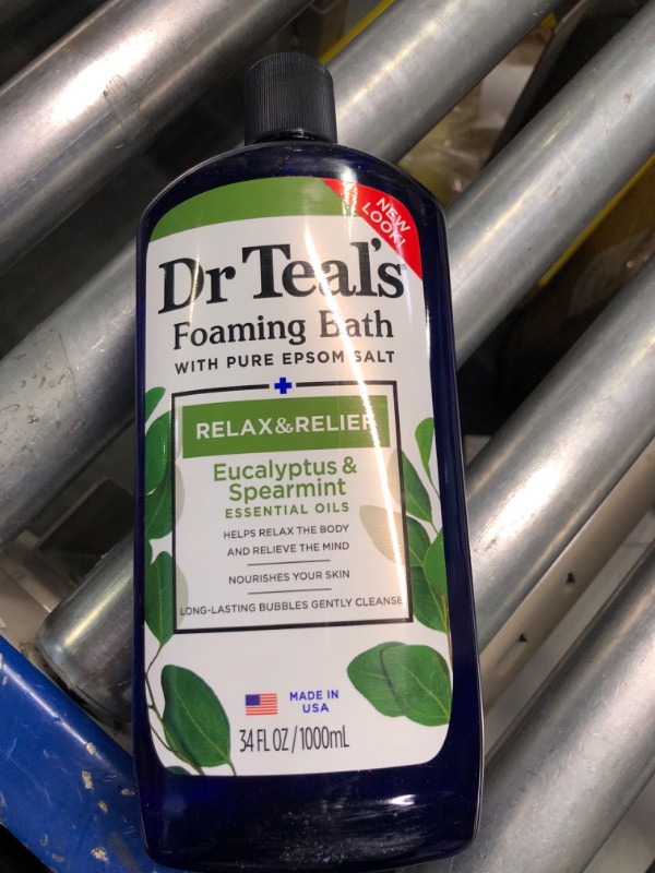 Photo 2 of Dr Teal's Foaming Bath (Epsom Salt), Eucalyptus Spearmint, 34 Fluid Ounce