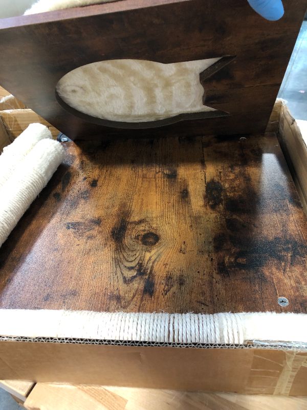 Photo 1 of Cat Litter Box Enclosure with Cat Tree Tower, Hidden Litter Box Furniture Wooden Cat Washroom Cabinet Cat Condo with Scratching Post and Multiple Platforms for Indoor cat Little