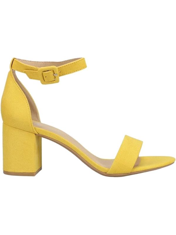 Photo 3 of CHINESE LAUNDRY Womens Yellow Padded Adjustable Ankle Strap Jody Open Toe Block Heel Buckle Heeled Sandal 7