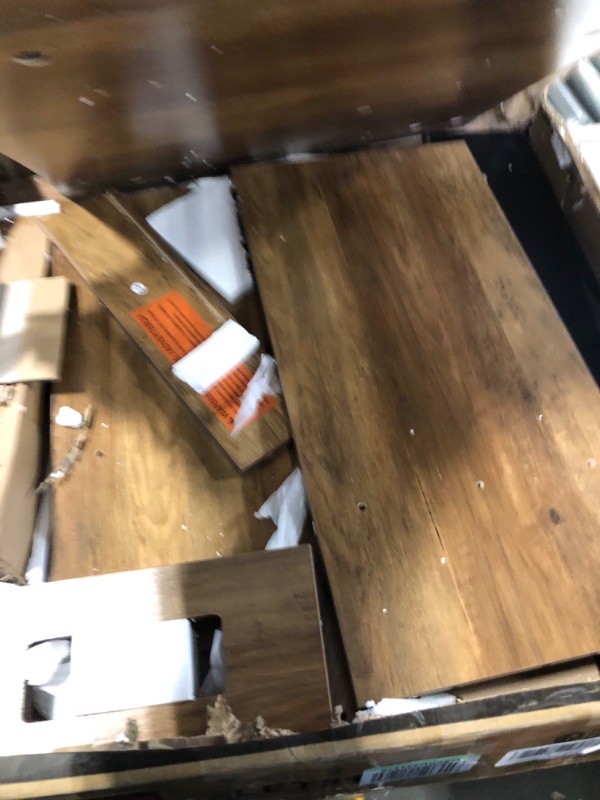 Photo 4 of ******FOR PARTS ONE LEG BROKEN AND MINOR DAMAGE**** 
 VASAGLE Side Table with Storage, End Table with USB Ports and Outlets, Nightstand with Charging Station, Drawer, Storage Cabinet, Magazine Rack, for Living Room, Bedroom, Rustic Walnut