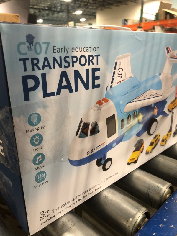 Photo 1 of Bennol Spray Airplane Toys for Boys, Large Transport Cargo Airplane with 6 Construction Vehicle 10 Road Signs 1 Play Mat, Plane Toy with Lights Sounds, for Boys Age 3 4 5 6 3377-2