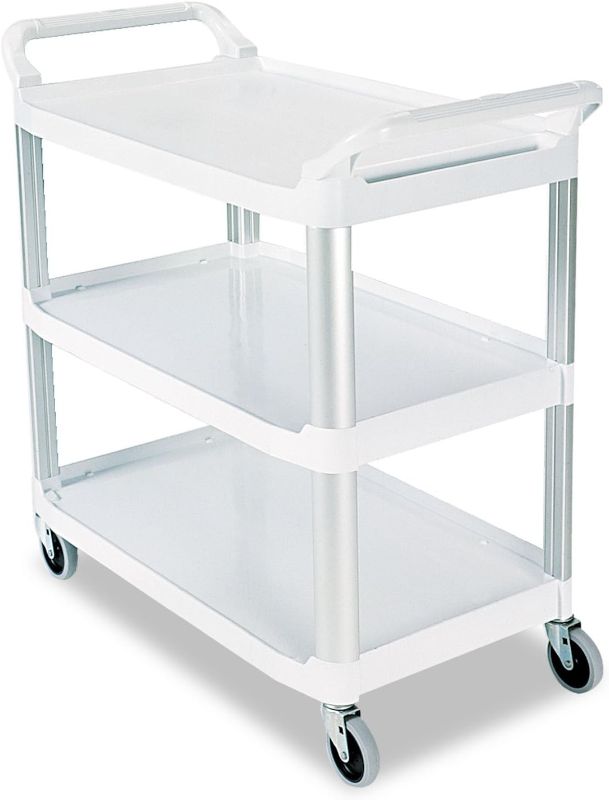 Photo 1 of 
Rubbermaid Commercial Products Plastic Utility Service Cart, White, with Wheels 200 lbs