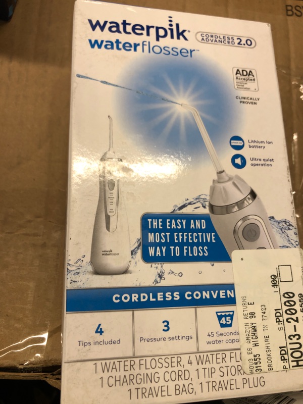 Photo 1 of **NOT COMPLETE ** Waterpik Cordless Advanced Water Flosser For Teeth, Gums, Braces, Dental Care With Travel Bag and 4 Tips, ADA Accepted, Rechargeable, Portable, and Waterproof, White WP-580 White Water Flosser