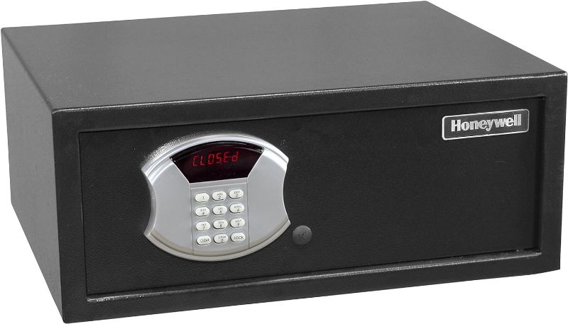 Photo 1 of **Missing Key ** Honeywell Safes & Door Locks - 5105 Low Profile Steel Security Safe with Hotel-Style Digital Lock, Black, 1.0 Cubic Feet