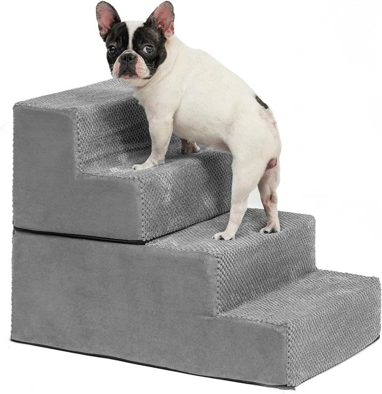 Photo 1 of 
Sturdy Dog Stairs, Detachable Pet Stairs 4-Step Memory Foam Dog Steps with Removable Washable Cover for Smaller & Elder Pets