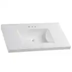 Photo 1 of 37 in. W x 22 in. D Cultured Marble White Rectangular Single Sink Vanity Top in White
