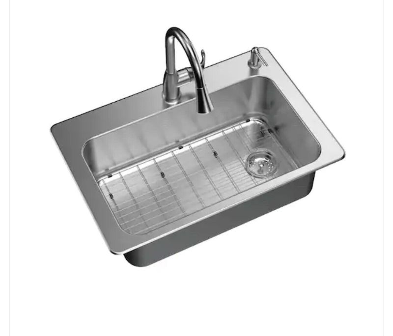 Photo 1 of Glacier BayAll-in-1-Drop-In/Undermount 18G Stainless Steel 33 in. Single Bowl
