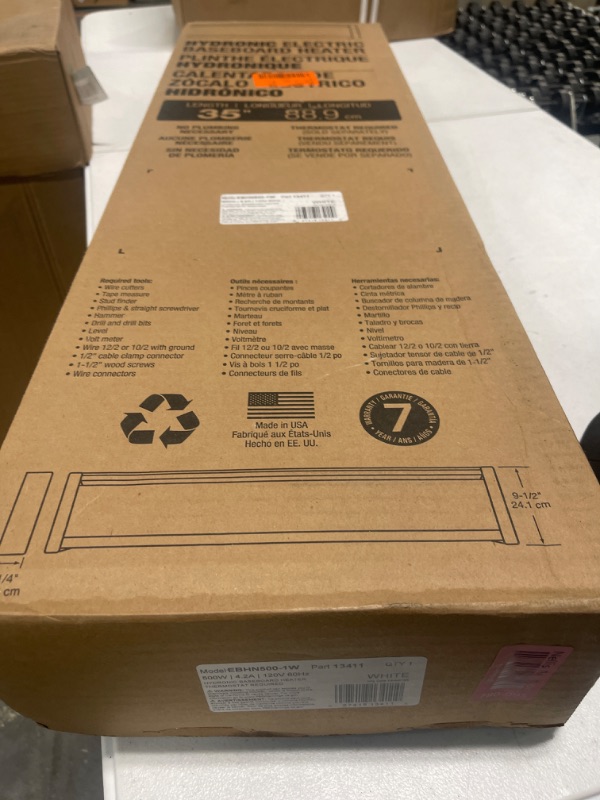 Photo 1 of 35 in. 120-volt 500-watt SoftHeat Hydronic Electric Baseboard Heater in White
