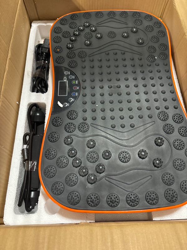 Photo 2 of AXV Vibration Plate Exercise Machine Whole Body Workout Vibrate Fitness Platform Lymphatic Drainage Machine for Weight Loss Shaping Toning Wellness Home Gyms Workout for Women Men MASSAGE-ORANGE