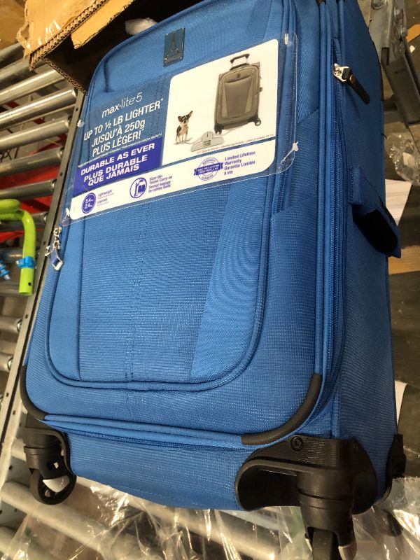 Photo 1 of Travelpro Maxlite 5 Softside Expandable Luggage with 4 Spinner Wheels, Lightweight Suitcase, Men and Women, Azure Blue, Checked-Medium 25-Inch Azure Blue Checked-Medium 25-Inch