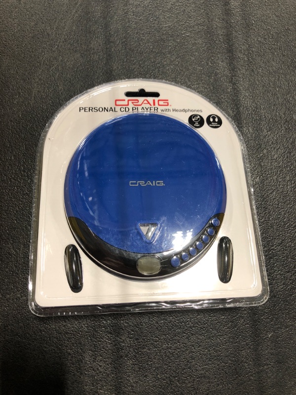 Photo 2 of Craig CD2808-BL Personal CD Player with Headphones in Blue and Black | Portable and Programmable CD Player | CD/CD-R Compatible | Random and Repeat Playback Modes |