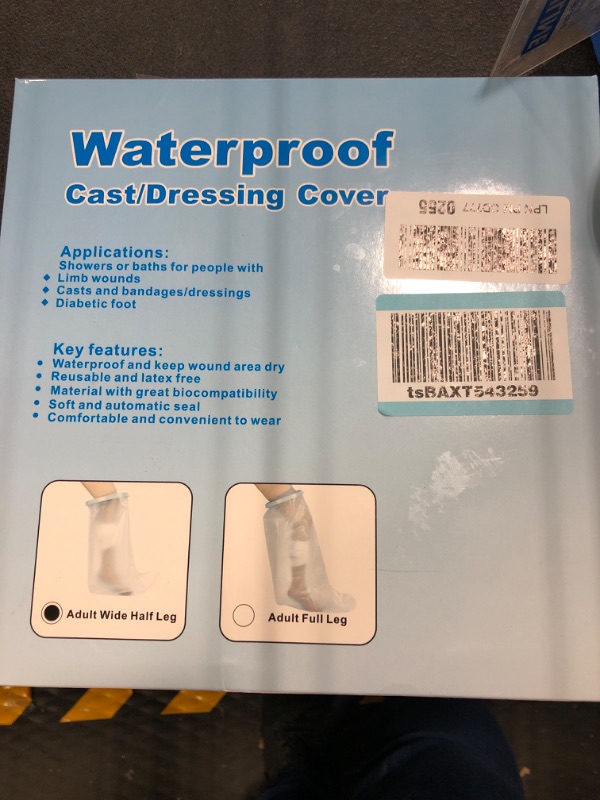 Photo 3 of Allhercom Waterproof Extra Wide Leg Cast Cover for Shower-Reusable Cast Shower Bag Sleeve for Plus Size Adult Foot, Sealed Watertight Extra Wide Cast Protector for Surgery Foot, Ankle, Knee Burns-XL Xl Foot-blue