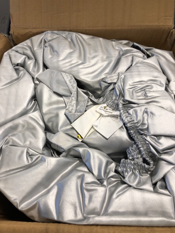 Photo 1 of Leader Accessories Upgrade 210D 33'-35' L Travel Trailer RV Cover with Adhesive Repair Patch, Ripstop Diamond Camper Cover 150D Silver Fits 33'-35'