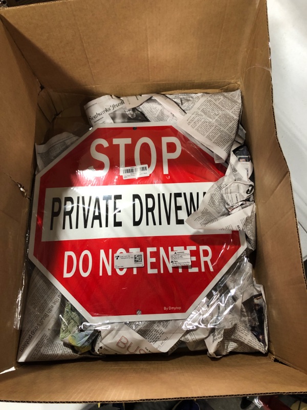 Photo 1 of Stop Sign, Private Driveway Do Not Enter Sign | 18" x 18" Reflective Aluminum, Easy Mounting, UV Protected, Octagon Shaped 18 x 18“ - 1 Pack