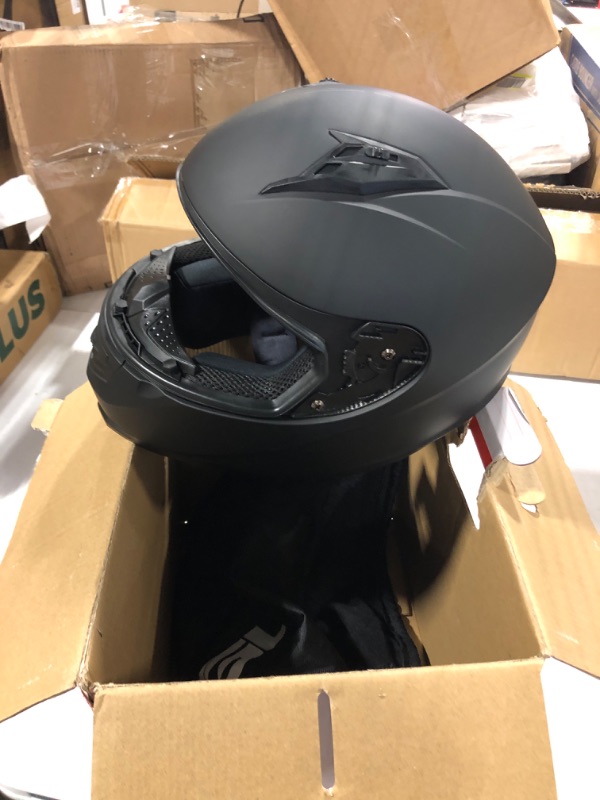 Photo 4 of ***MISSING VISOR***GLX GX11 Compact Lightweight Full Face Motorcycle Street Bike Helmet with Extra Tinted Visor DOT Approved (Matte Black, Large) Matte Black Large