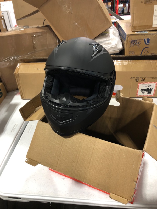 Photo 3 of ***MISSING VISOR***GLX GX11 Compact Lightweight Full Face Motorcycle Street Bike Helmet with Extra Tinted Visor DOT Approved (Matte Black, Large) Matte Black Large