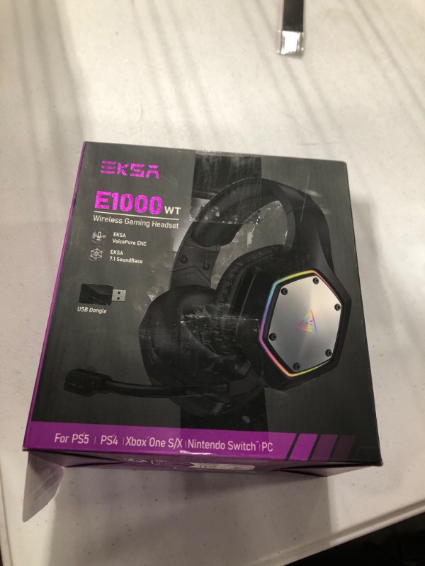 Photo 2 of EKSA Wireless Headset for PC PS4 PS5 Computer - 7.1 Surround Sound, AI Intelligent Noise Cancelling Microphone(ENC), Low Latency 2.4G USB Dongle, 36 Hour Battery, Game/Music Mode, RGB Light