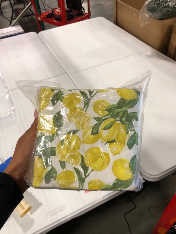 Photo 3 of 100 Count Lemon Paper Napkins Summer Luncheon Decorative Napkins 3-Ply Yellow Citrus Disposable Napkin Lemon Printed Square Beverage Dinner Napkin for Summer Party Supplies Table Decor, 6.5 x 6.5 Inch