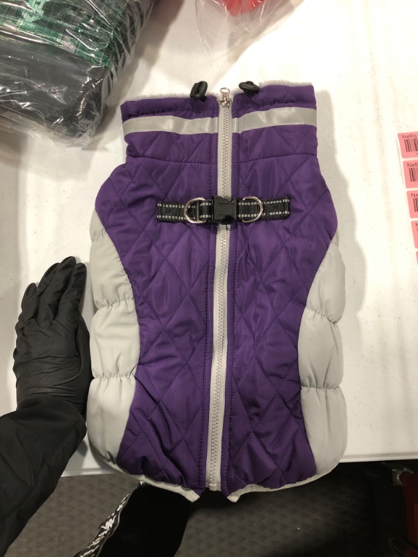 Photo 2 of ** SMALL DOG** Dog Coat, Fleece Dog Vest with Harness Built in, Dog Cold Weather Coats, Dog Snowsuit Waterproof, Dog Coats for Small Dogs, Dog Winter Jacket Windproof, Dog Puffer Jacket Purple S