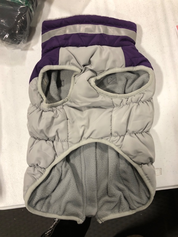 Photo 3 of ** SMALL DOG** Dog Coat, Fleece Dog Vest with Harness Built in, Dog Cold Weather Coats, Dog Snowsuit Waterproof, Dog Coats for Small Dogs, Dog Winter Jacket Windproof, Dog Puffer Jacket Purple S