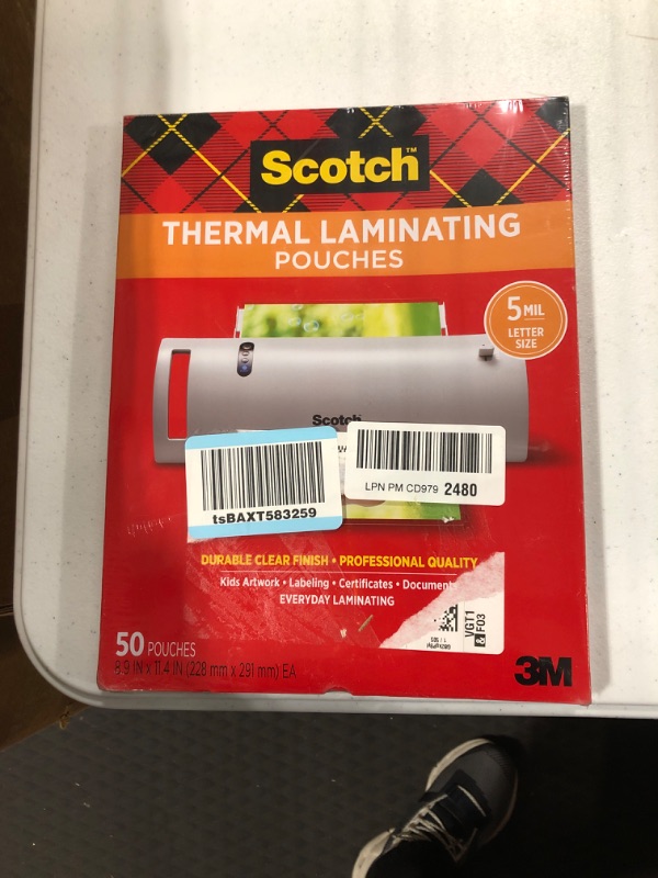 Photo 1 of 3M & Commercial Tape Div Letter Size Thermal Laminating Pouches, 5 mil.